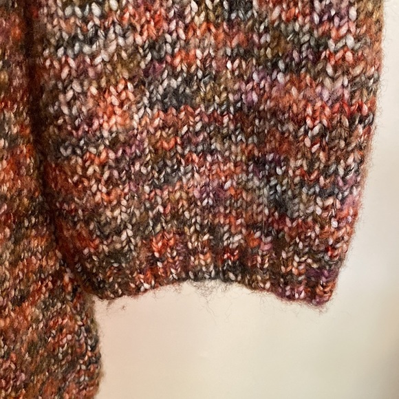 Carole Little Brown Multicolor One Button Wool Blend 3/4” Sleeve Cardigan Size M - Picture 7 of 9